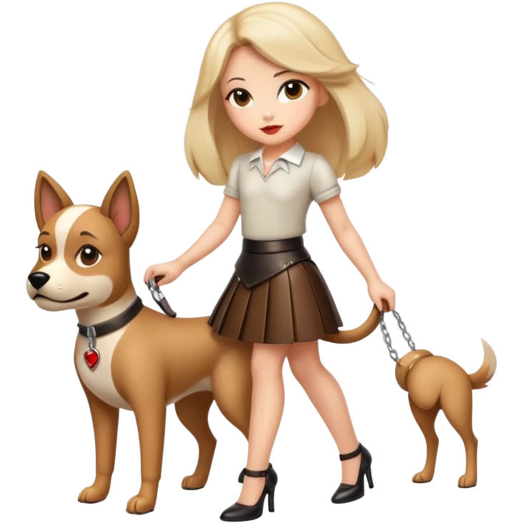 Girl dressed like a dog and in  leather skirt and heels emoji