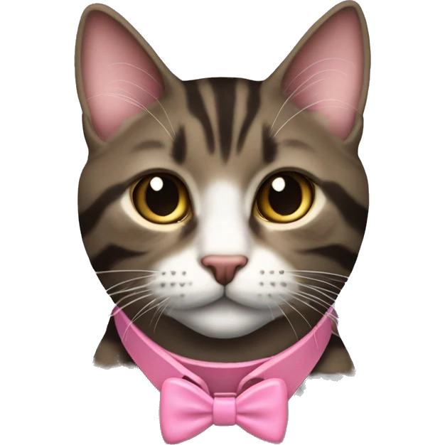 Cute dark brown tabby pink collar emoji