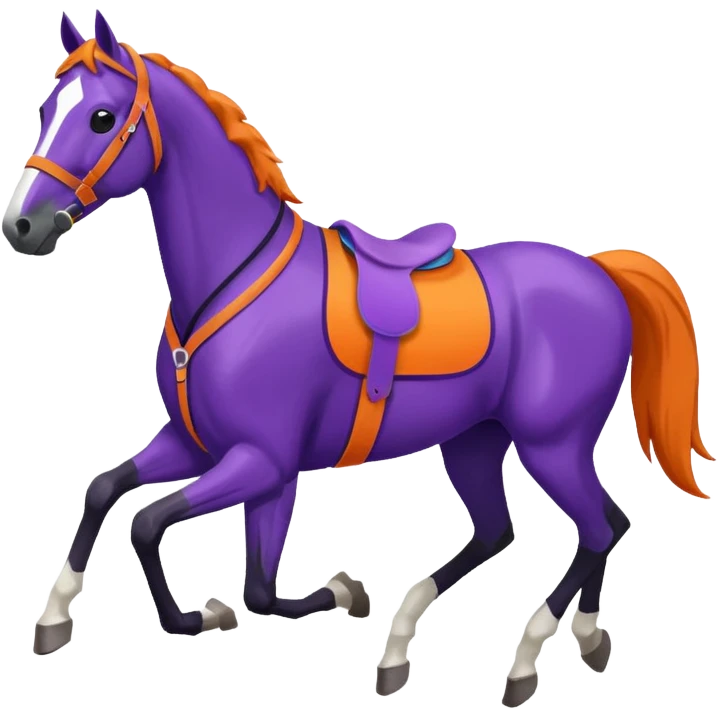 ok créée moi une emoticone simple pour une athletes d'endurance ( horse ) et un pour un endurance Horse - couleur dans ces tons violet et orange et blanc emoji