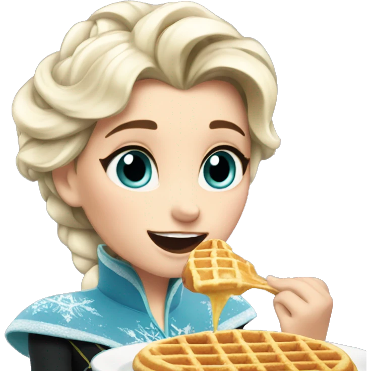 Elsa eating a waffle emoji