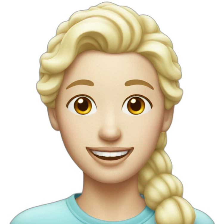 Smiling white blonde woman with frosting on her face emoji