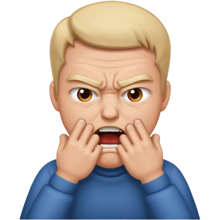 Grabbing throat with hands and looking angry  emoji