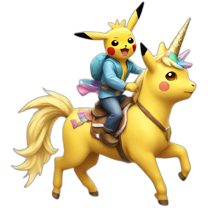 Pikachu riding a unicorn emoji