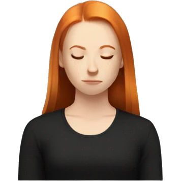 Aesthetic Ginger girl straight hair in black meditating  emoji