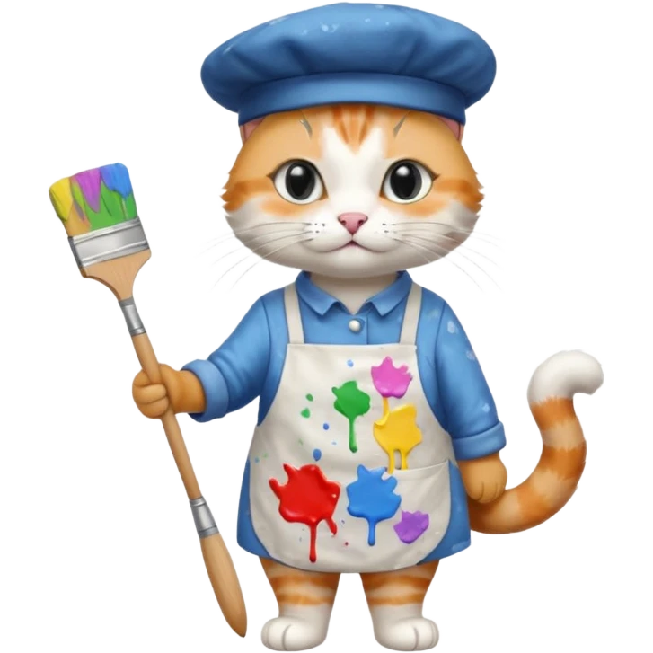 cat Artist, full body emoji