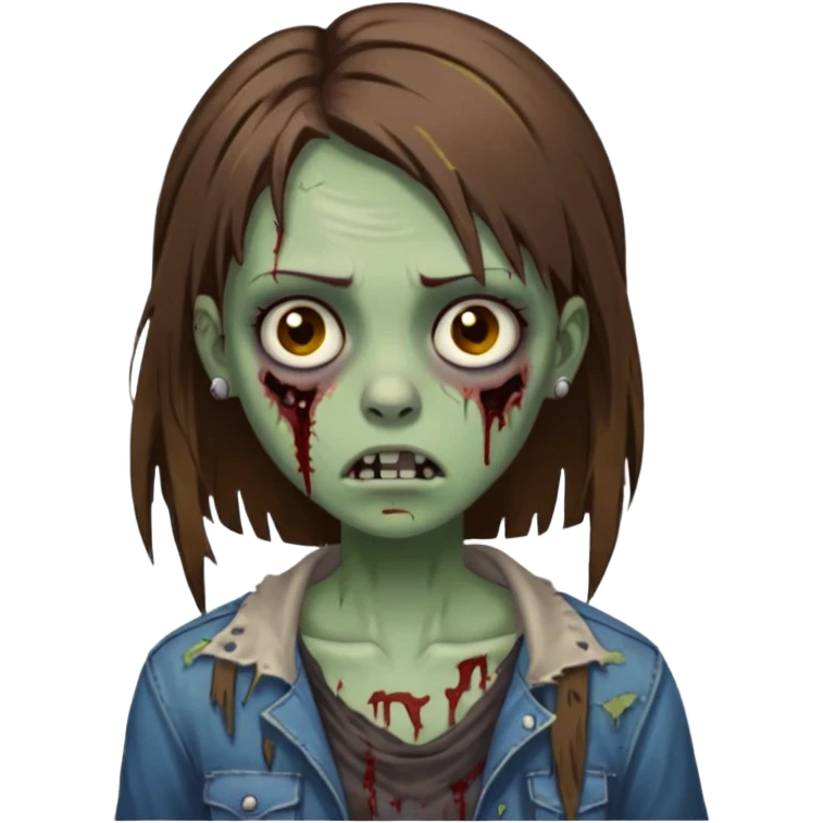 a zombie girl with straight brown hair long with piercings emoji