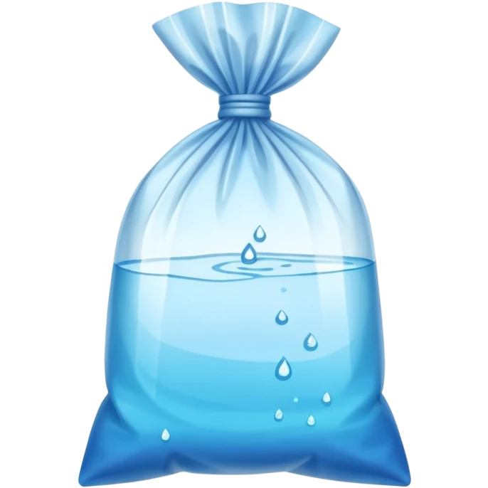plastic bag filled with clear water, tied at the top, simple and recognizable emoji