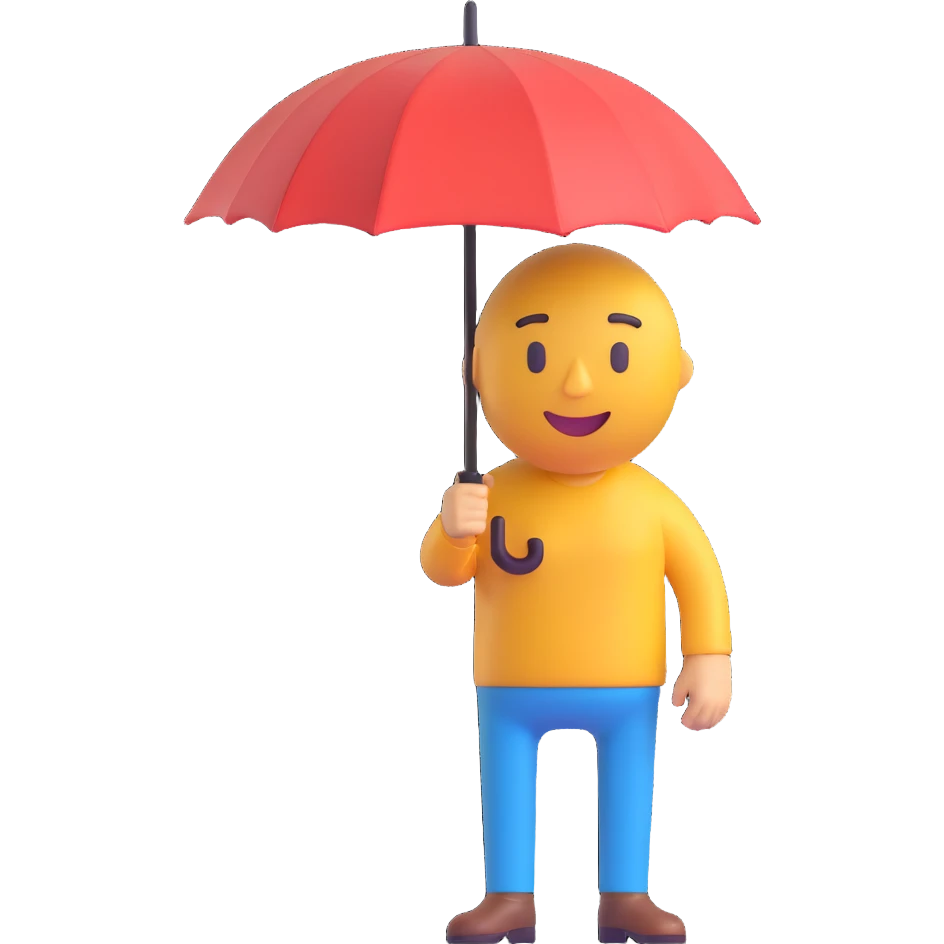 Change the umbrella to be closed, keep the man shaking it instead of a hand, same 3D emoji style, no background. emoji