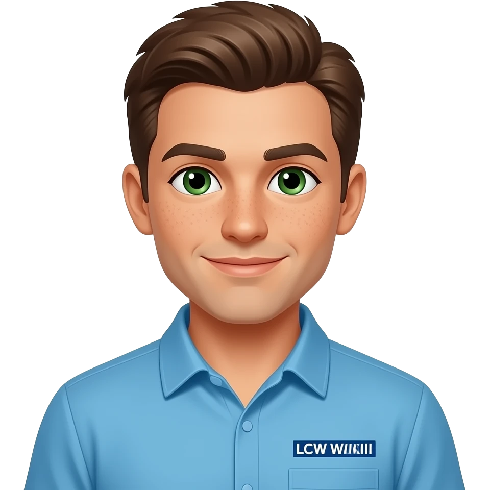 LCW Waikiki cashier, male Let her have young brown hair, green eyes, and freckles. emoji