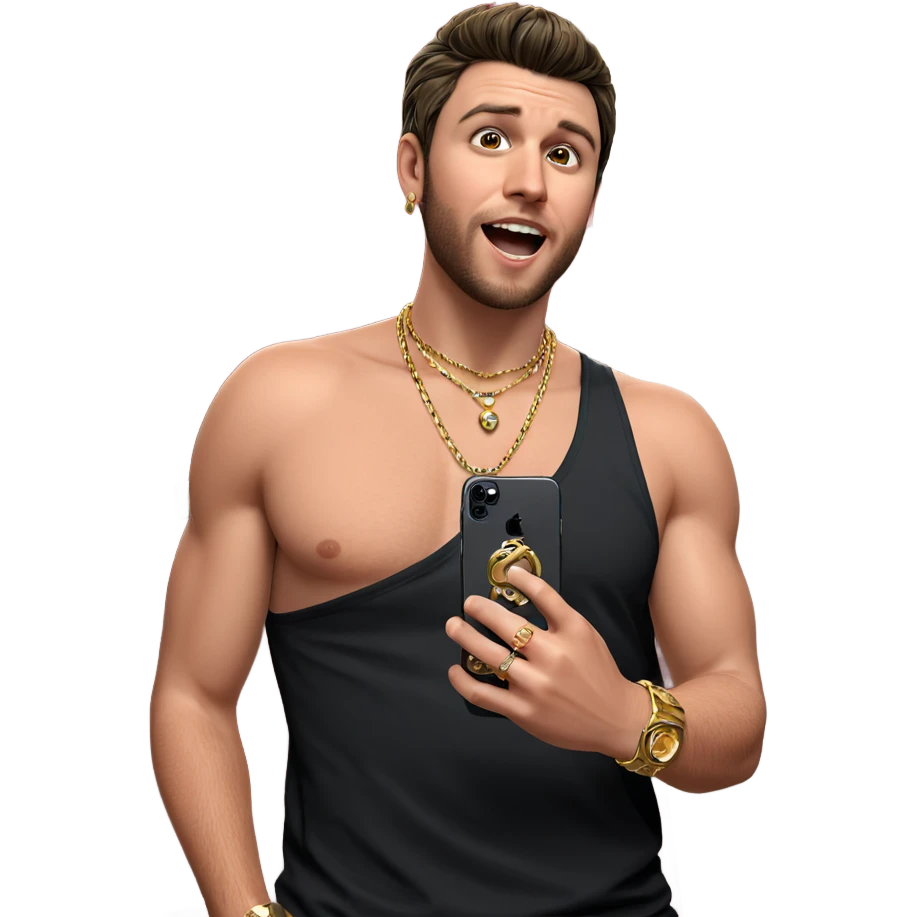 boy with jewelry and phone emoji