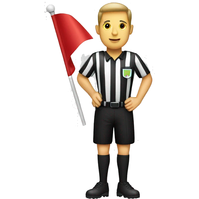 assistant football referee with offside flag emoji