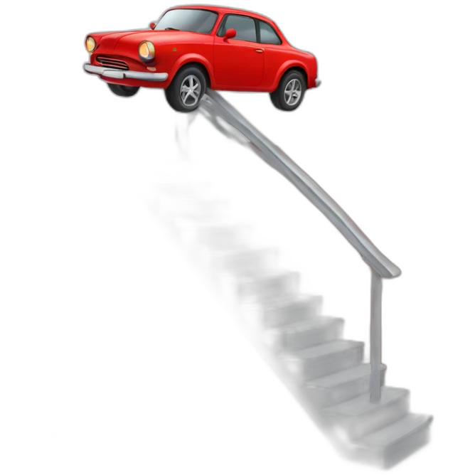 Red Car driving on top of staircase emoji