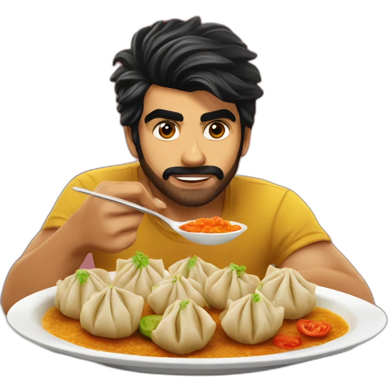 Ramcharan eating fried momos emoji