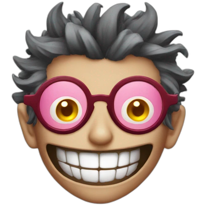 a devil emoji with doflamingo glasses emoji