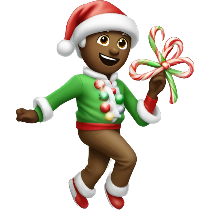 Christmas dances and distributes candy emoji