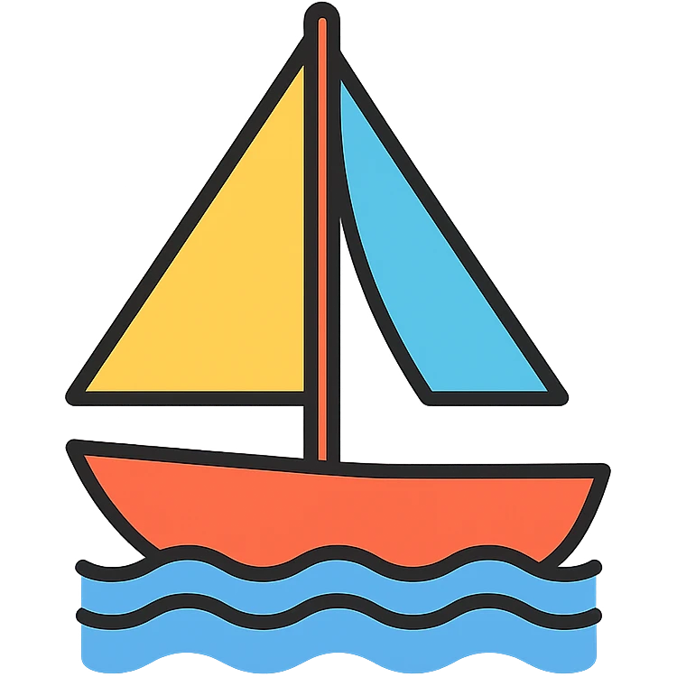 a sailboat in color outline icon style emoji