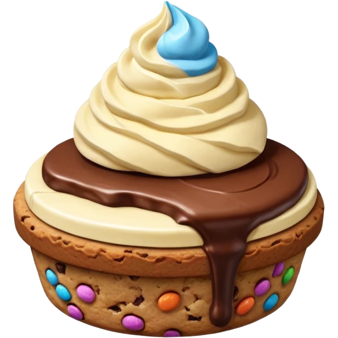 Crumble cookie arcoíris de Nutella y chocolate con un helado de vanilla encima
 emoji