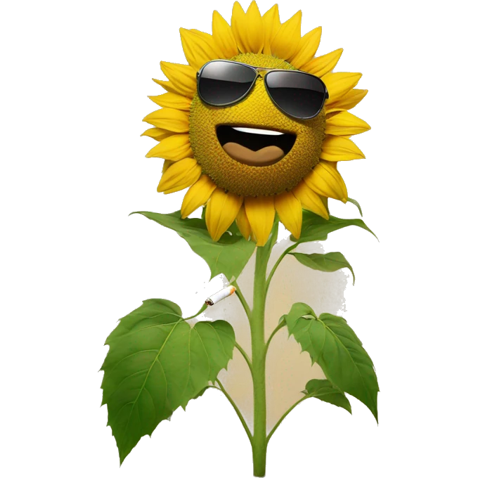 Sunflower with sunglasses on and and a cigarette in mouth emoji