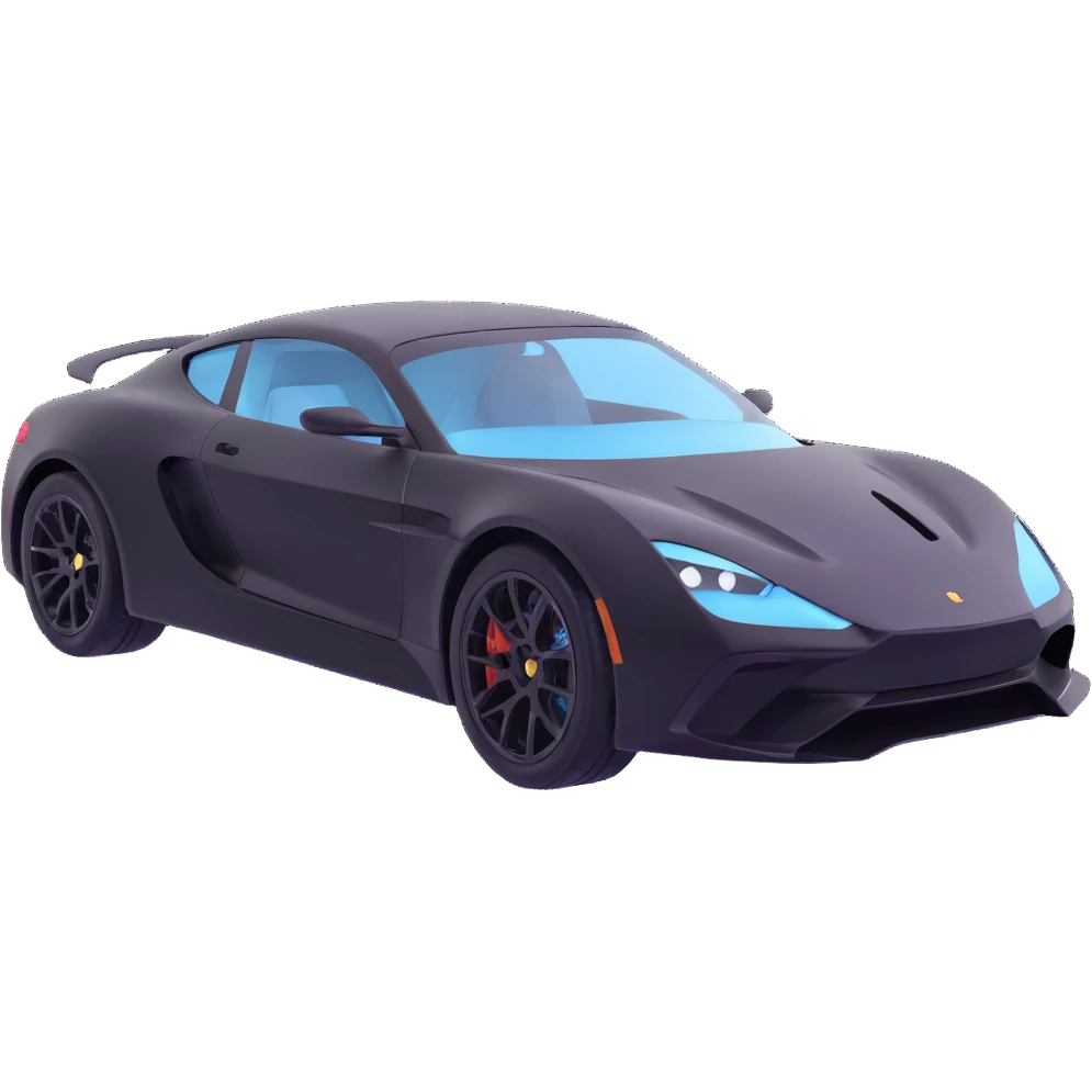 black luxury sports car with a transparent film partially attached, part of the film still floating above the car, premium and elegant emoji