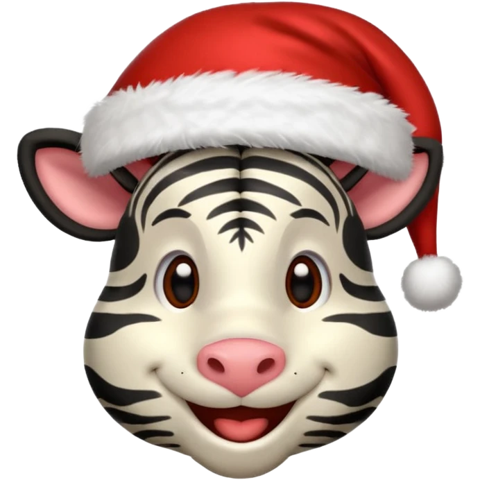 zebra wearing red hat of santa claus emoji