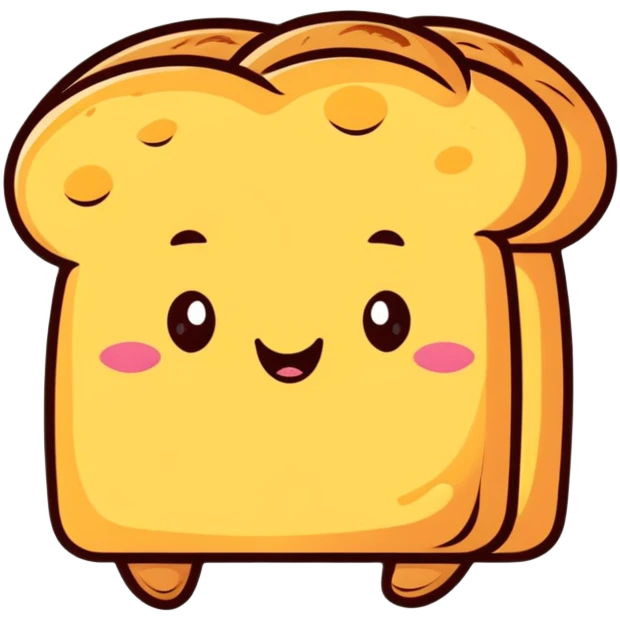 cute bread with happy face emoji