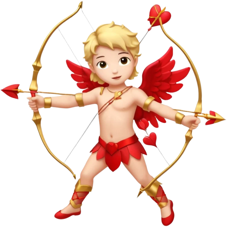 Full body Cupid with a bow and hearts emoji