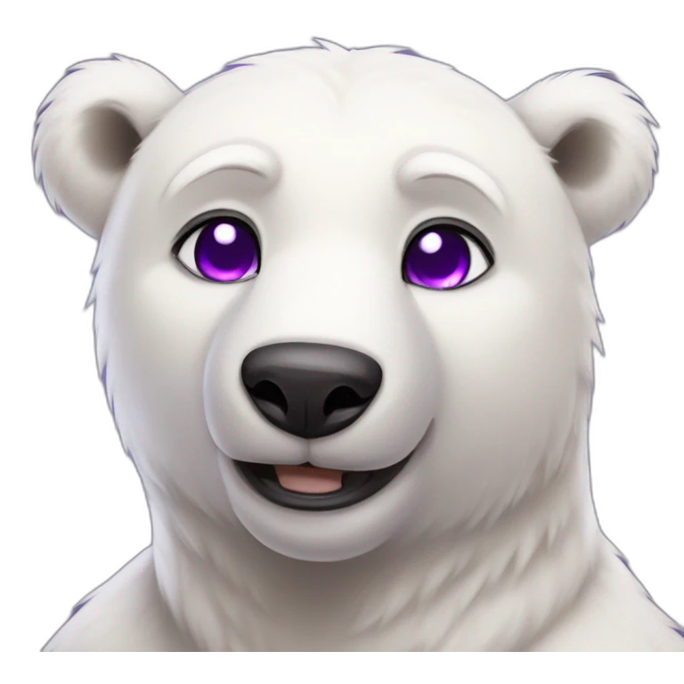 Happy Male Anthro polar bear purple eyes emoji