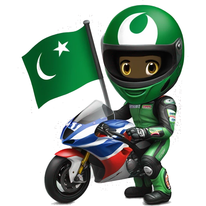 supersport motorcycle guy helmet holding pakistan flag racing motogp emoji