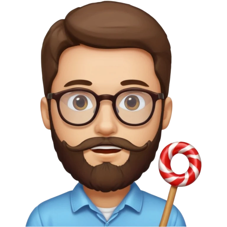 spectacled guy with beard made out of candy emoji