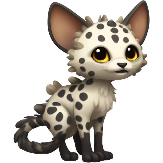 Modern Feral Rare Fantasy Vernid-Trico-species by LiLaiRa, random markings, tufted tail, tufted ears, full body emoji