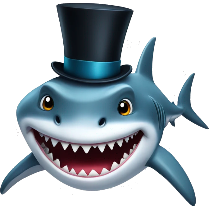 Shark with a top hat emoji