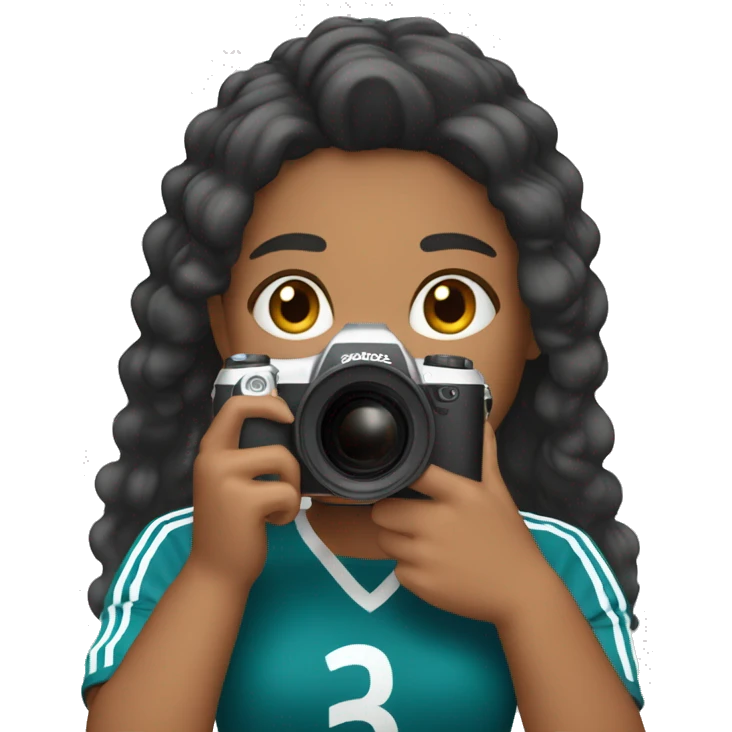 A bolnd hair girl wearing adidas jursey and taking a picture emoji