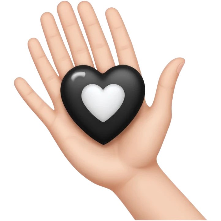  black and white heart on hand emoji