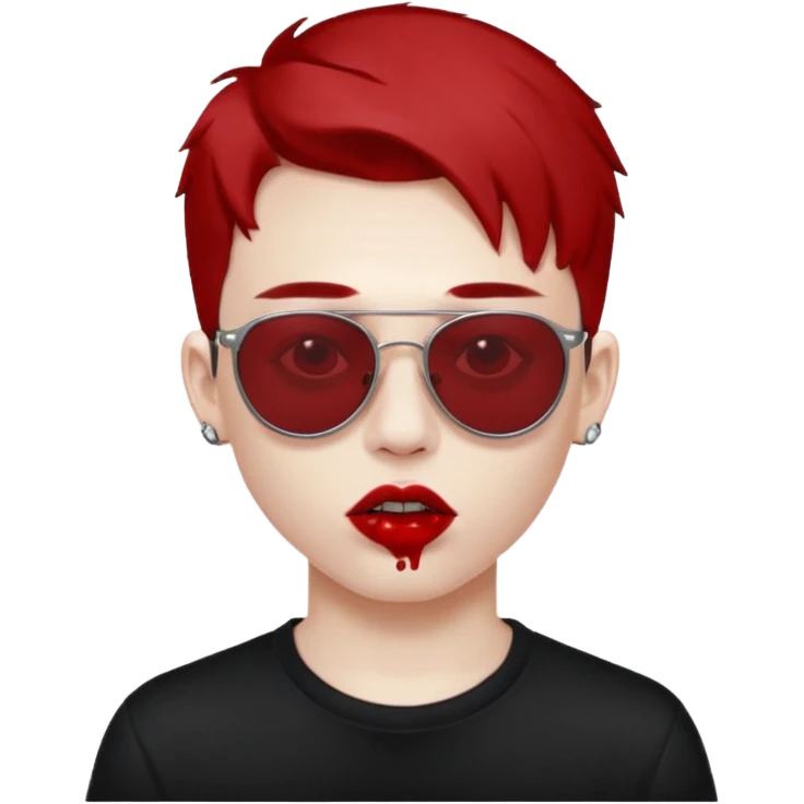 boy high fashion model with lip piercing sunglasses blood  emoji