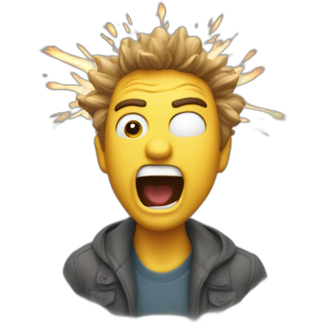 A creepy guy exploding, funny emoji