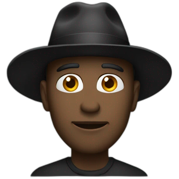 man with black hat thinking emoji