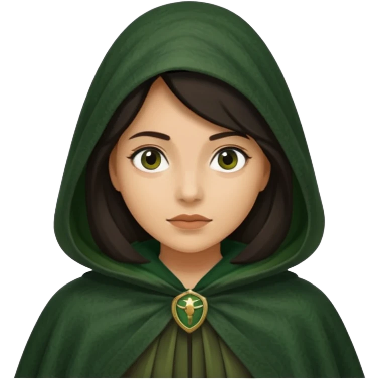 woman waring dark green cloak like in the traitors tv show emoji