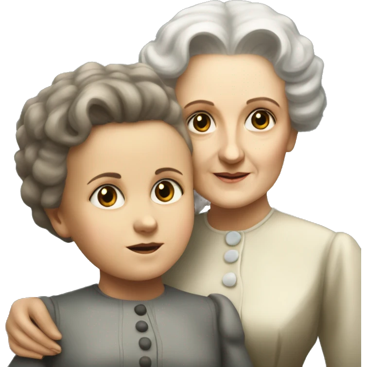 marie curie with little dother irene emoji