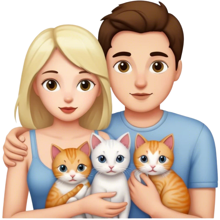 A couple with four kitties emoji