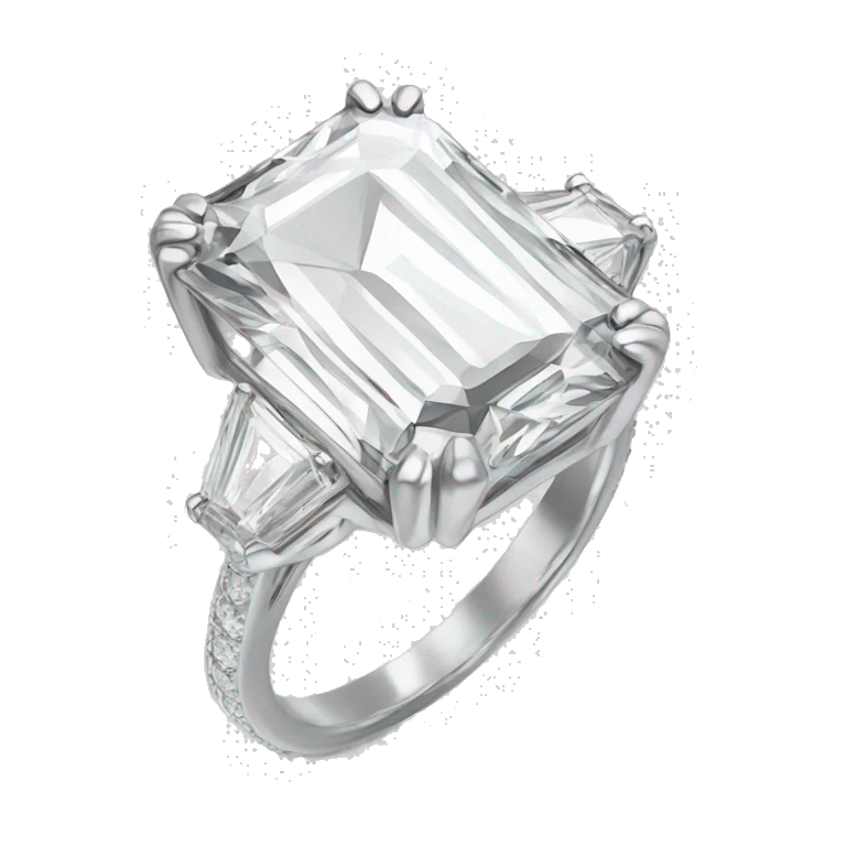 Emerald cut diamond ring silver emoji