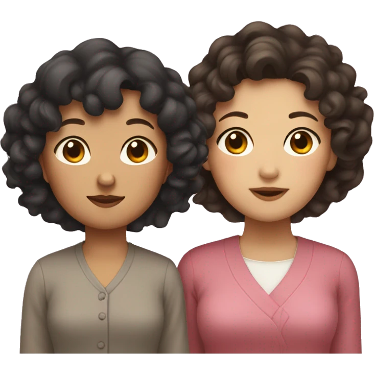 Korean mother and mixed daughter with curly hair  emoji