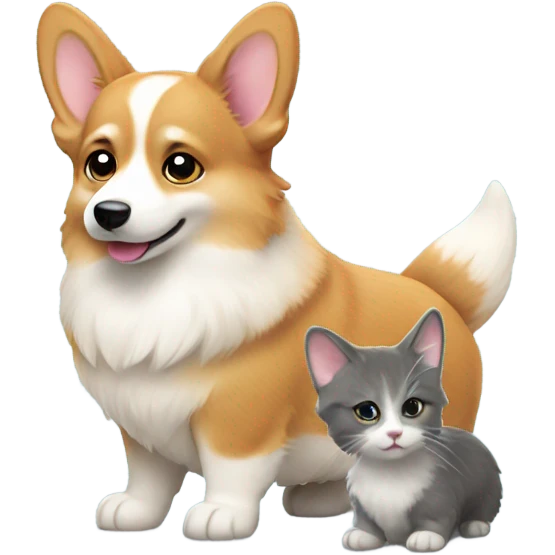 Grey corgi and ir age kitten  emoji