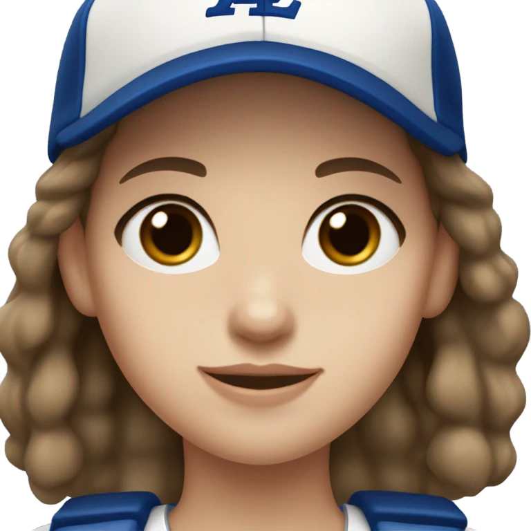 White girl with brown eyes and dark brown hair with dodgers baseball cap  emoji
