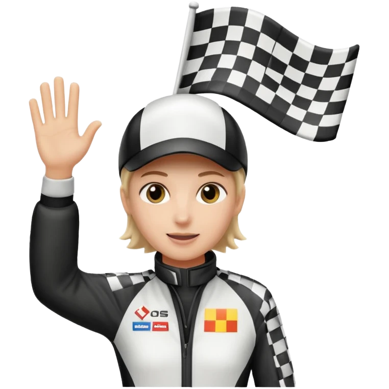 SONO UN DIRETTORE DI GARA AUTO E SBANDIERO CON LA BANDIERA A SCACCHI PUOI GENERARE MENTRE SBANDIERO AUTO emoji