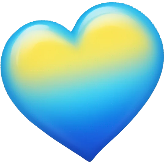 Shiny Yellow and blue ombré heart emoji