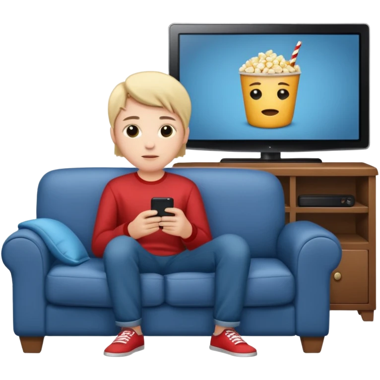 person watching a movie on the TV in their living room emoji