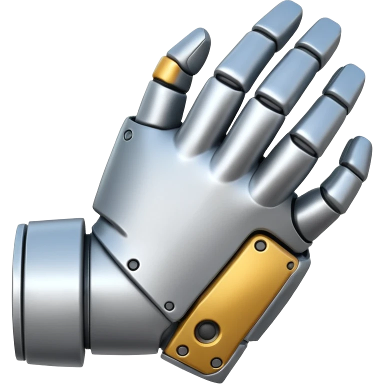 rear view of robot metal fist emoji