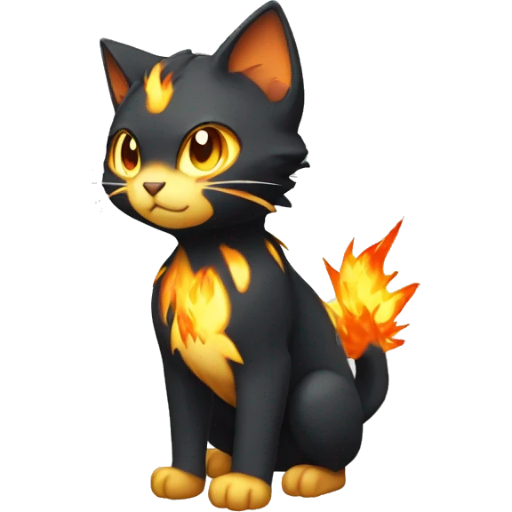 Shiny Dark-type-Fire-type-Fakémon-Cat full body emoji