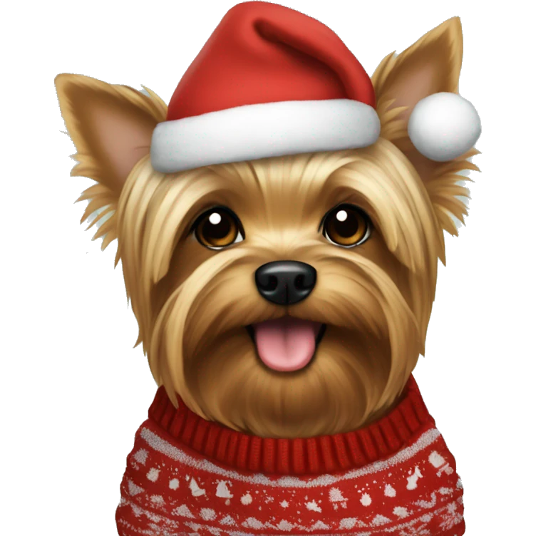 Yorkie in a Christmas sweater  emoji
