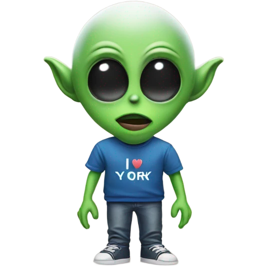 An alien wearing an I love New York t-shirt emoji